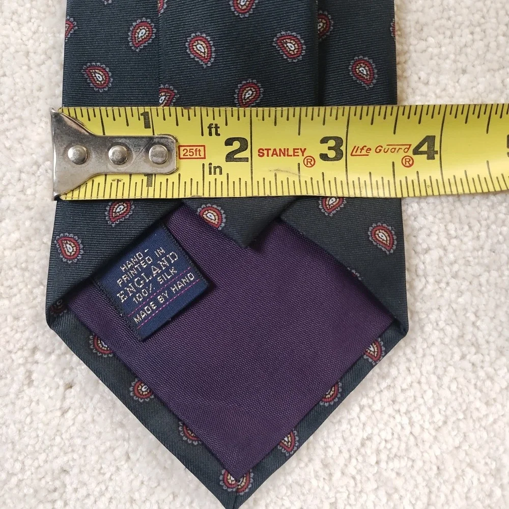 VTG Ferrell Reed For Nordstrom Silk Neck Tie Black Paisley Hand Made England 54